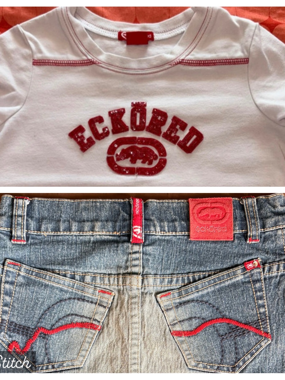 Vintage Y2K Ecko Red Girls Skirt Set Size 8 Matching Co-ord